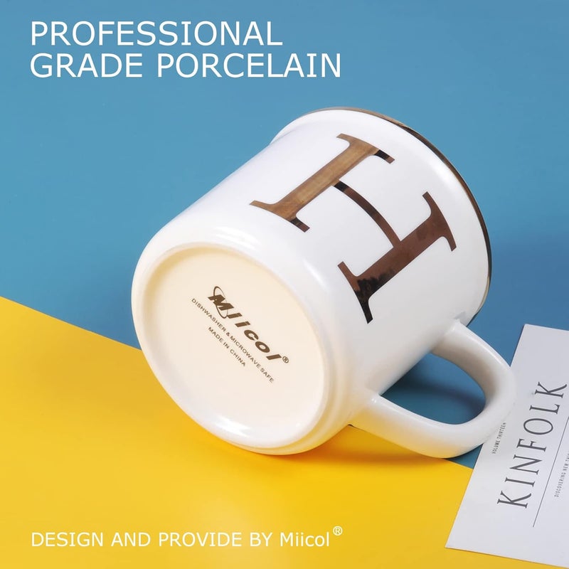 Miicol Ceramic Coffee Mug 16 oz, Monogram Coffee Cup, Golden Initial Tea Mug, Personalized Tea Cup, Unique Gift, Large Mug for Home, Office, Letter H - Image 3